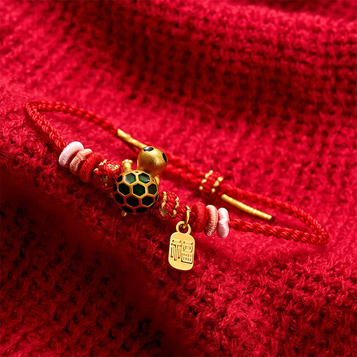 Buddha Stones Braccialetto di resistenza con simbolo della tartaruga Fu, realizzato a mano con cordino rosso. - image 13