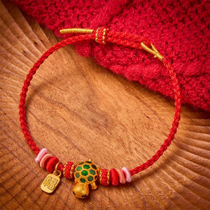 Buddha Stones Braccialetto di resistenza con simbolo della tartaruga Fu, realizzato a mano con cordino rosso. - image 11