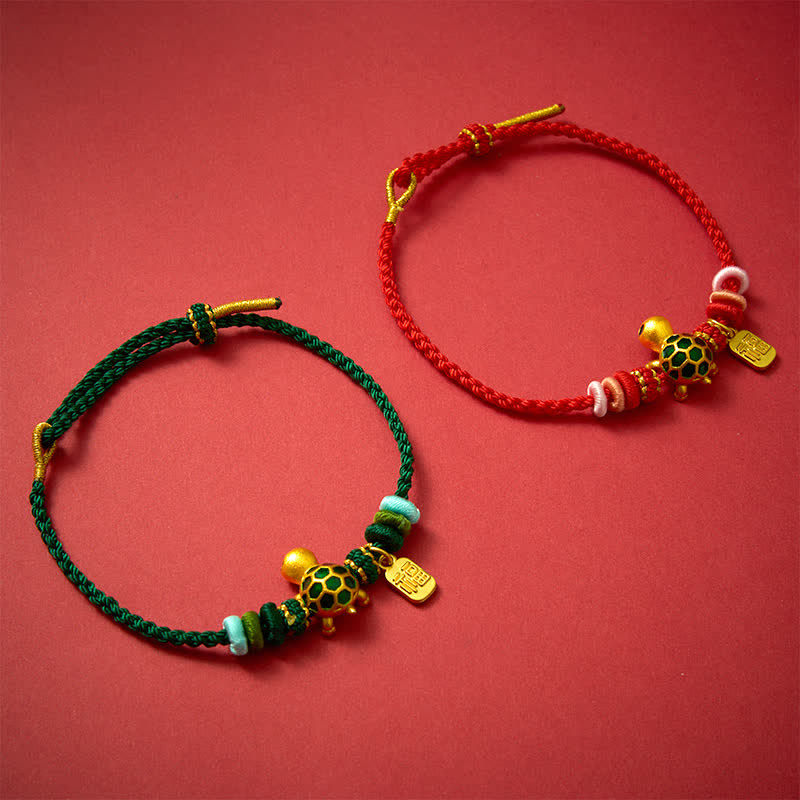 Buddha Stones Braccialetto di resistenza con simbolo della tartaruga Fu, realizzato a mano con cordino rosso. - image 15
