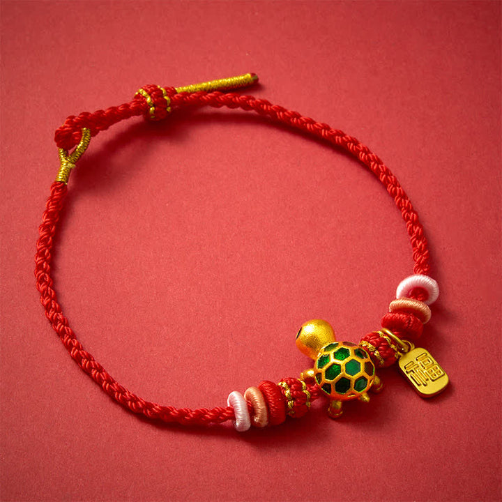 Buddha Stones Braccialetto di resistenza con simbolo della tartaruga Fu, realizzato a mano con cordino rosso. - Filo rosso - image 10