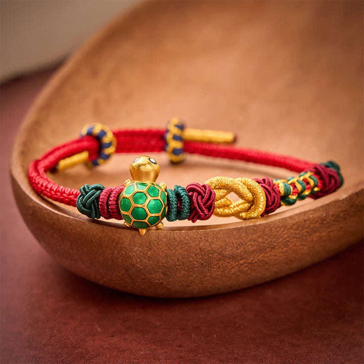 Buddha Stones Bracciale protettivo in filo rosso con tartaruga di rame intrecciata a mano - image 2