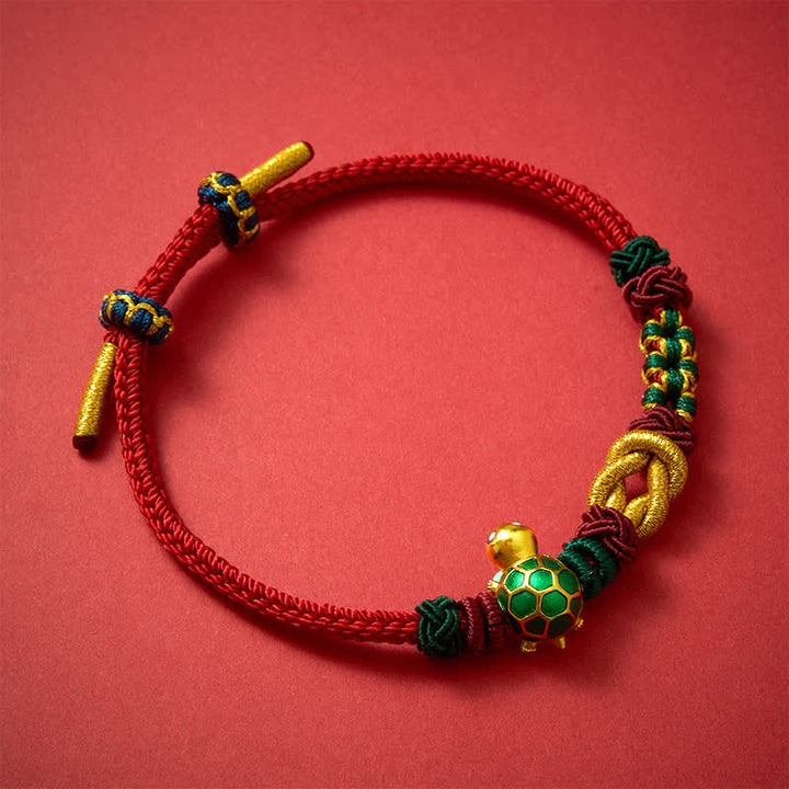 Buddha Stones Bracciale protettivo in filo rosso con tartaruga di rame intrecciata a mano - image 1