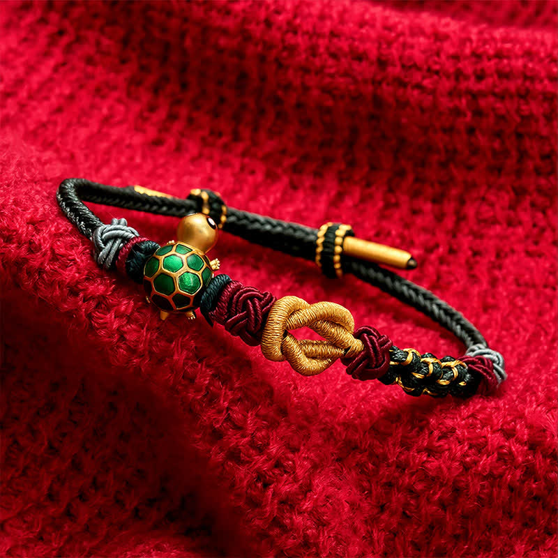 Buddha Stones Bracciale protettivo in filo rosso con tartaruga di rame intrecciata a mano - image 12
