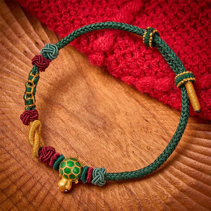 Buddha Stones Bracciale protettivo in filo rosso con tartaruga di rame intrecciata a mano - Stringa Verde - image 9