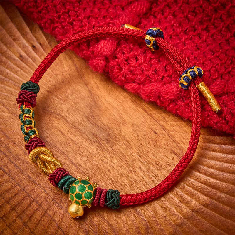 Buddha Stones Bracciale protettivo in filo rosso con tartaruga di rame intrecciata a mano - Filo rosso - image 0