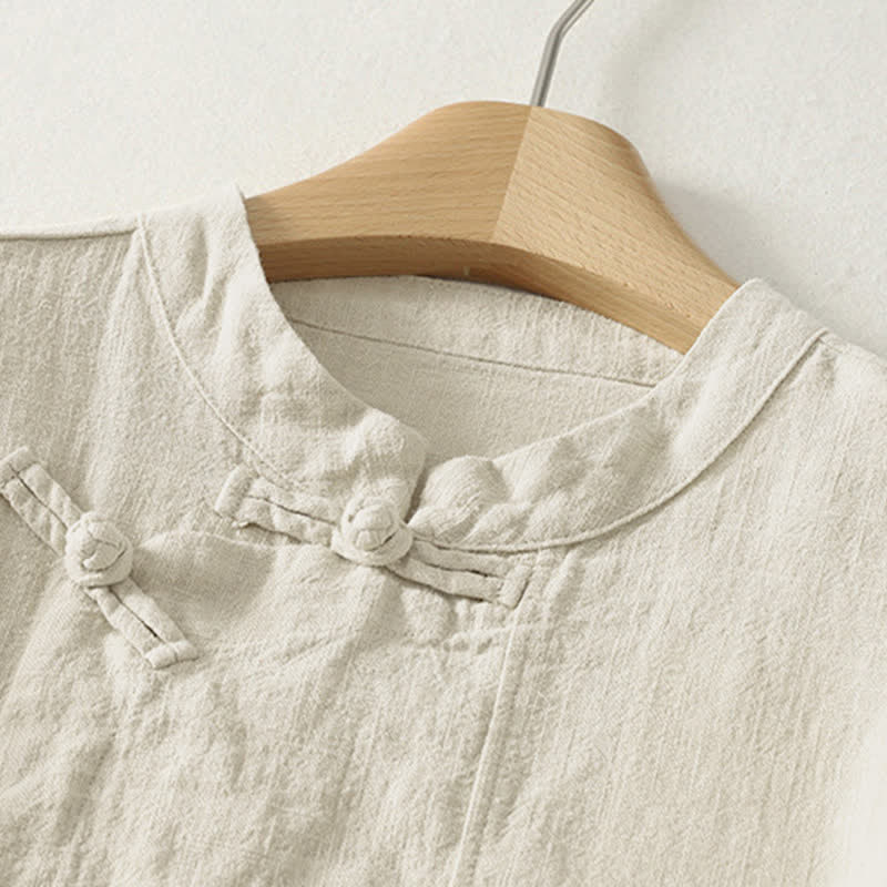 Camicia da donna a maniche lunghe con bottoni a rana e stampa Buddha Stones, casual e semplice - image 8