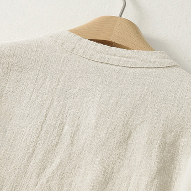 Camicia da donna a maniche lunghe con bottoni a rana e stampa Buddha Stones, casual e semplice - image 9