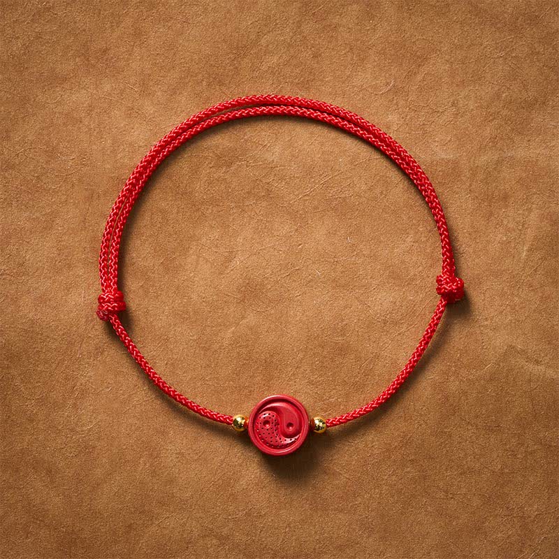 Buddha Stones Bracciale equilibrio Yin Yang con corda rossa - 5,9–6,7 pollici (15–17 cm) - image 0