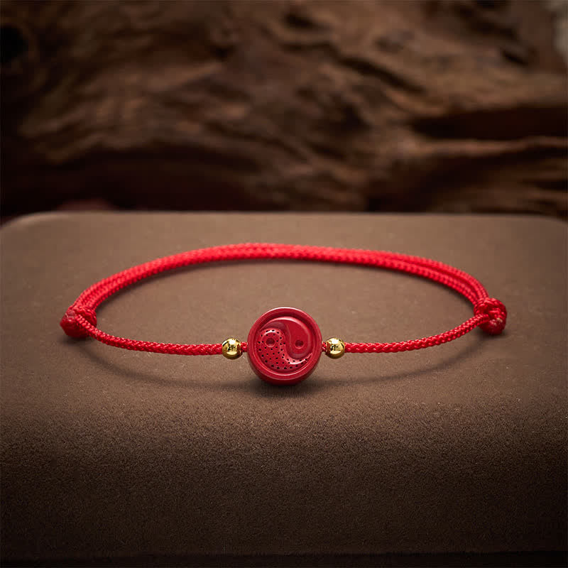 Buddha Stones Bracciale equilibrio Yin Yang con corda rossa - image 3