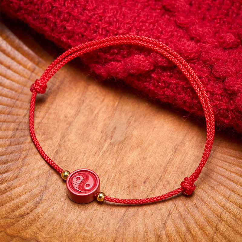 Buddha Stones Bracciale equilibrio Yin Yang con corda rossa - image 1