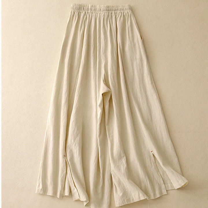 Pantaloni da donna a gamba larga con coulisse e tasche, dal design semplice e casual, con motivo Buddha Stones. - image 6