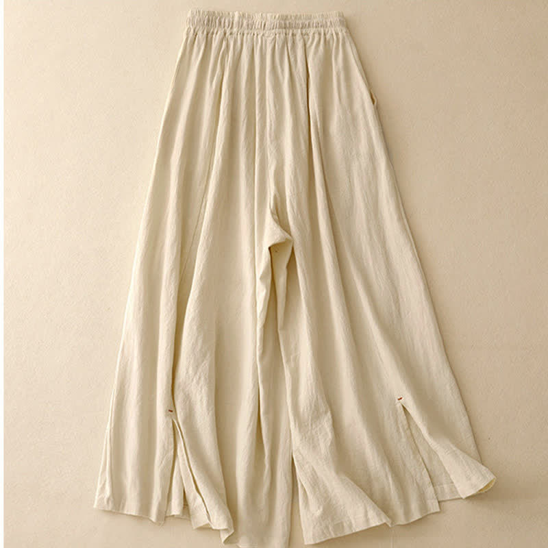 Pantaloni da donna a gamba larga con coulisse e tasche, dal design semplice e casual, con motivo Buddha Stones. - image 6