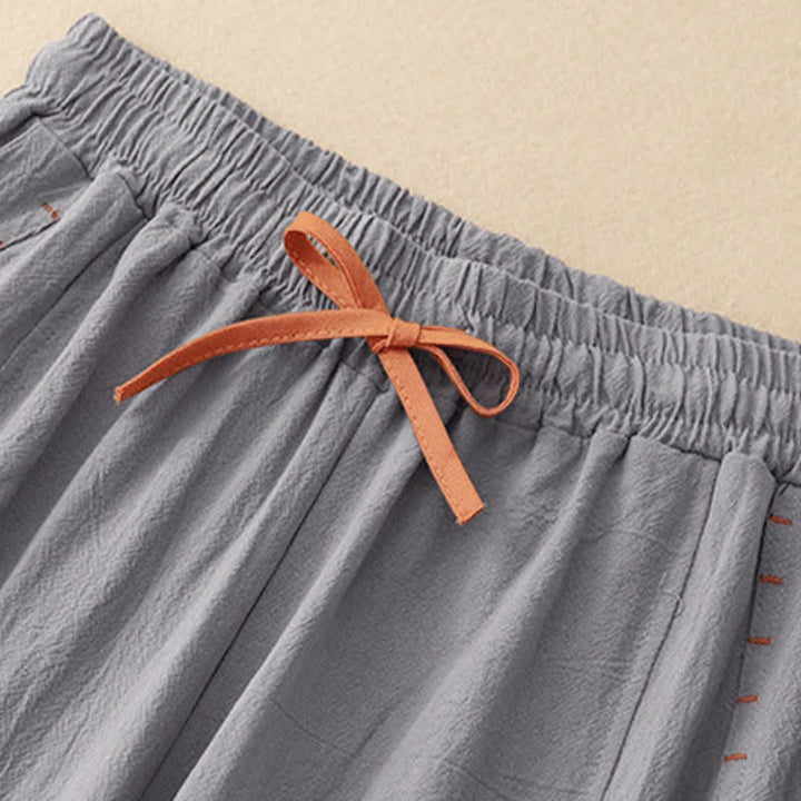 Pantaloni da donna a gamba larga con coulisse e tasche, dal design semplice e casual, con motivo Buddha Stones. - image 16