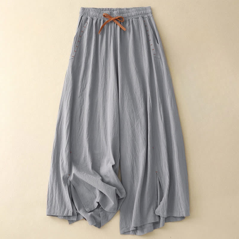 Pantaloni da donna a gamba larga con coulisse e tasche, dal design semplice e casual, con motivo Buddha Stones. - Grigio ardesia chiaro - US8-10, UK/AU12-14, EU40-42 (2XL) - image 15