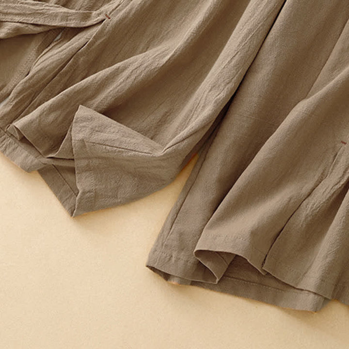 Pantaloni da donna a gamba larga con coulisse e tasche, dal design semplice e casual, con motivo Buddha Stones. - image 4
