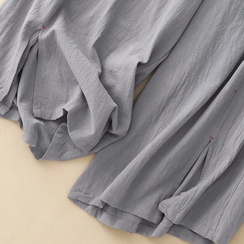 Pantaloni da donna a gamba larga con coulisse e tasche, dal design semplice e casual, con motivo Buddha Stones. - image 19