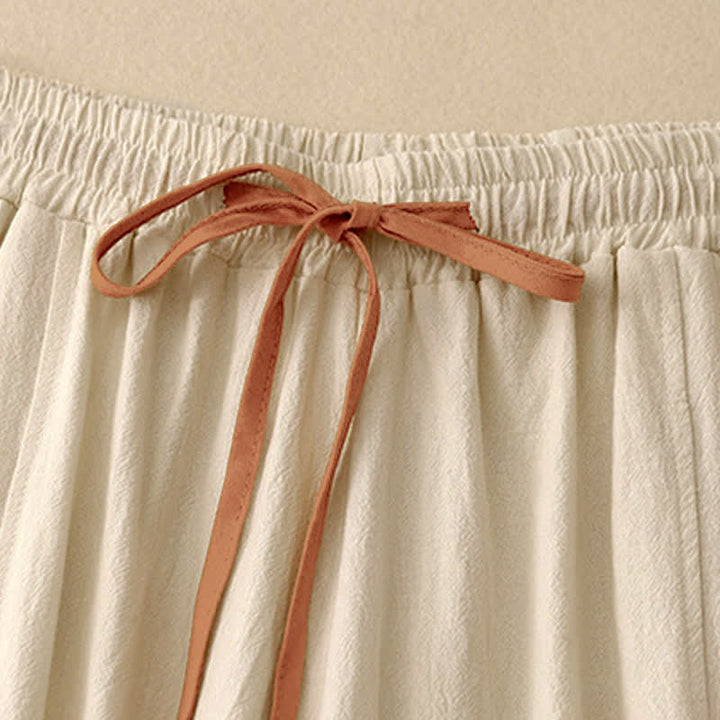 Pantaloni da donna a gamba larga con coulisse e tasche, dal design semplice e casual, con motivo Buddha Stones. - image 7