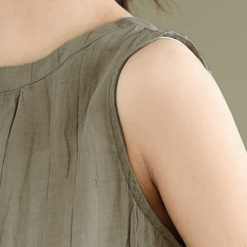 Gilet senza maniche da donna con scollo rotondo e design semplice, modello "Buddha Stones Summer Wrinkles". - image 7