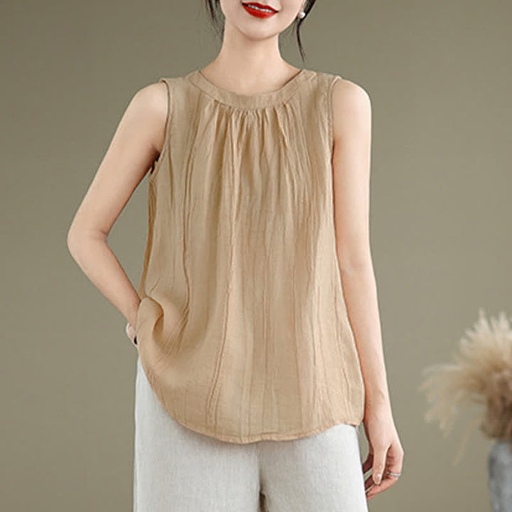 Gilet senza maniche da donna con scollo rotondo e design semplice, modello "Buddha Stones Summer Wrinkles". - PeachPuff - US8-10, UK/AU12-14, EU40-42 (2XL) - image 26