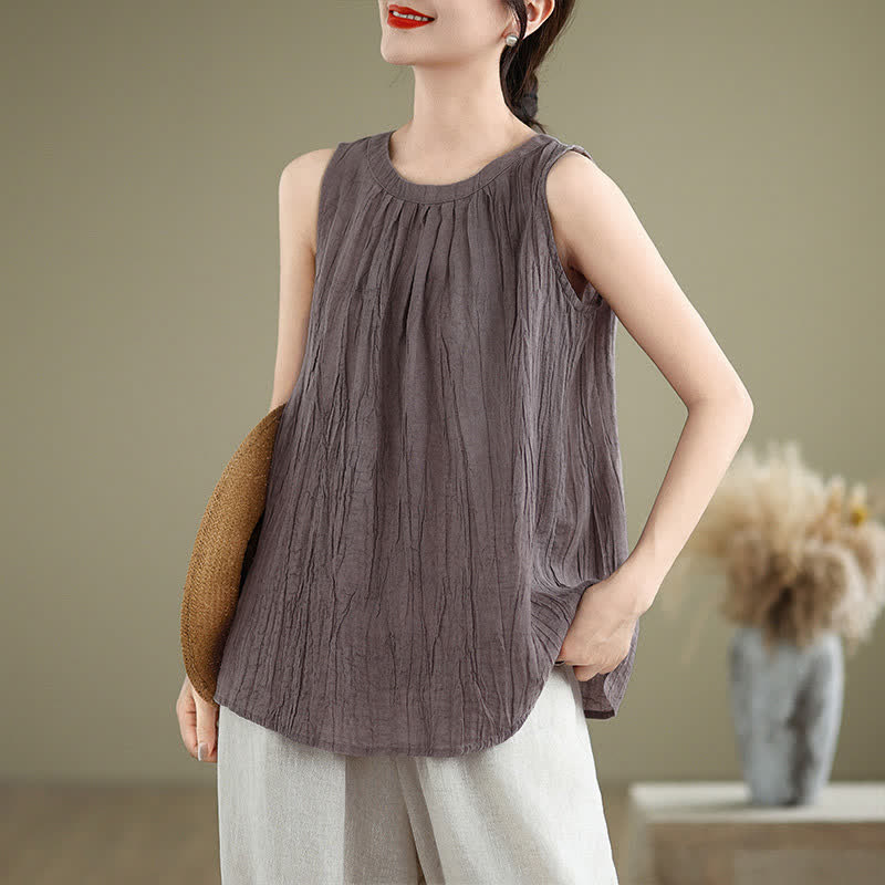 Gilet senza maniche da donna con scollo rotondo e design semplice, modello "Buddha Stones Summer Wrinkles". - Prugna - US8-10, UK/AU12-14, EU40-42 (2XL) - image 20