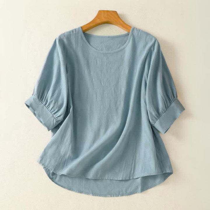T-shirt da donna a maniche corte, ampia, con scollo rotondo e stampa Buddha Stones. - Azzurro chiaro - US8-10, UK/AU12-14, EU40-42 (2XL) - image 0