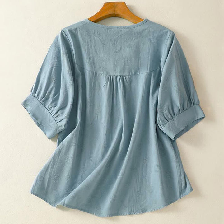 T-shirt da donna a maniche corte, ampia, con scollo rotondo e stampa Buddha Stones. - image 1