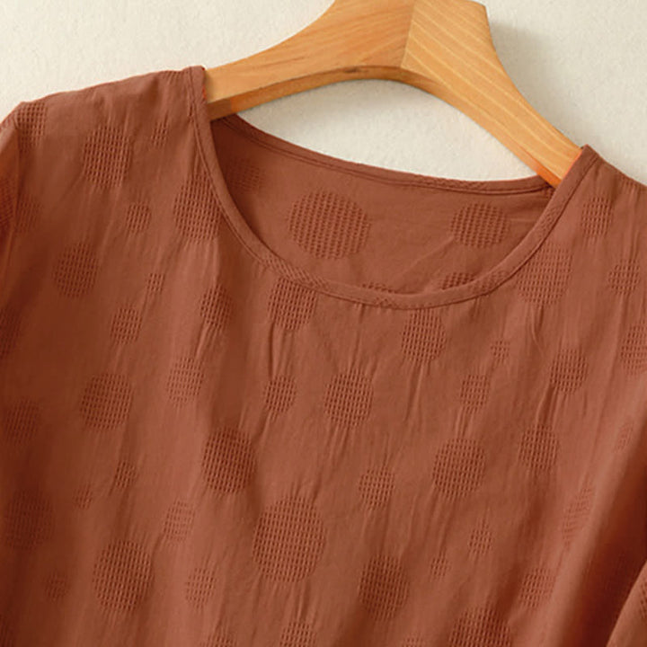 T-shirt da donna a maniche corte, ampia, con scollo rotondo e stampa Buddha Stones. - image 9