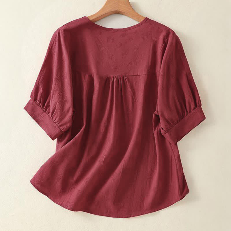 T-shirt da donna a maniche corte, ampia, con scollo rotondo e stampa Buddha Stones. - image 13