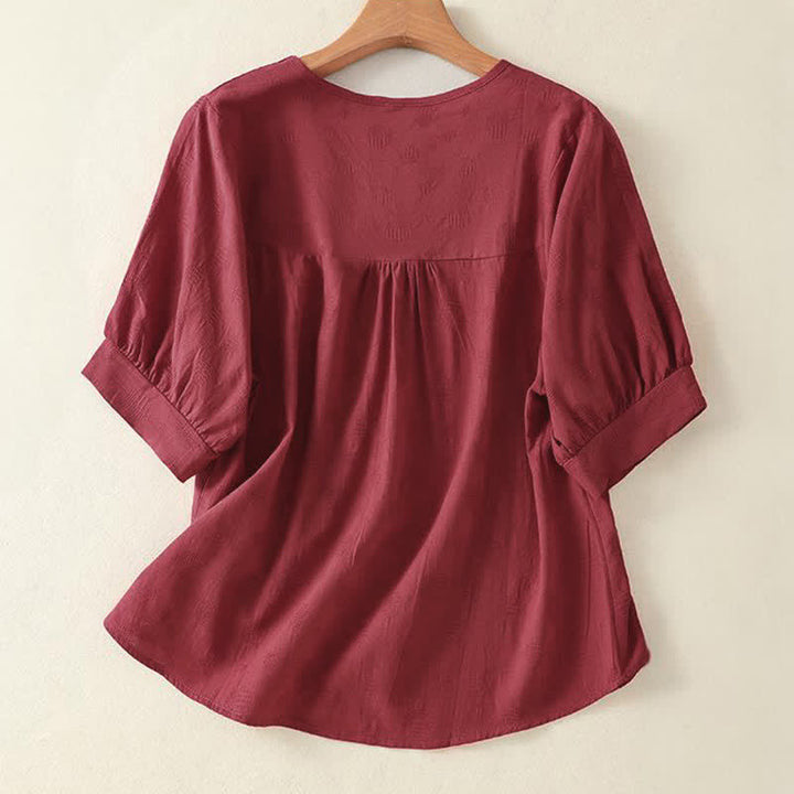 T-shirt da donna a maniche corte, ampia, con scollo rotondo e stampa Buddha Stones. - image 13