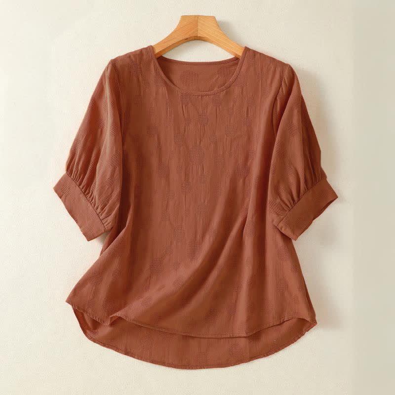 T-shirt da donna a maniche corte, ampia, con scollo rotondo e stampa Buddha Stones. - Arancione scuro - US8-10, UK/AU12-14, EU40-42 (2XL) - image 7