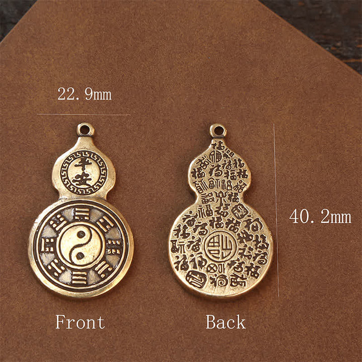 Buddha Stones Ciondolo in ottone Bagua Zucca Pi Xiu Cinque Monete Imperatore Amuleto di Protezione Portachiavi - image 16