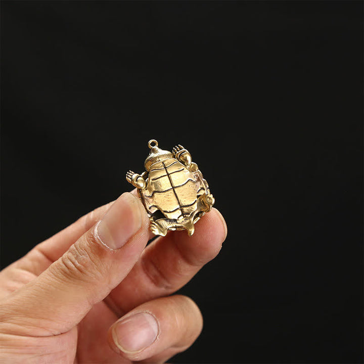 Buddha Stones Portachiavi articolati in ottone a forma di tartaruga portafortuna - image 12