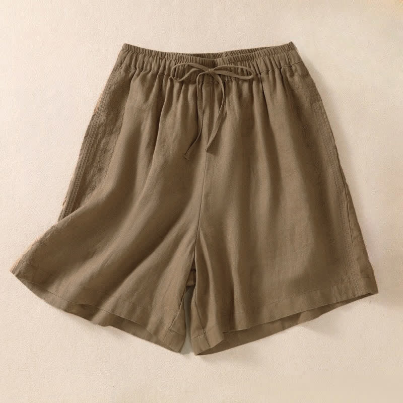 Pantaloncini da donna casual con coulisse e tasche, con ricamo floreale e motivo Buddha Stones. - Perù - US8-10, UK/AU12-14, EU40-42 (2XL) - image 6