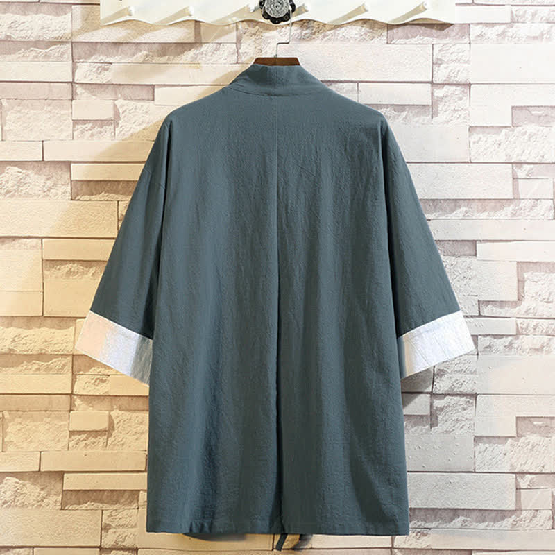 Buddha Stones Kimono da uomo a maniche a tre quarti, stile casual, vintage, con ricamo di gru, ideale per la primavera/estate. - image 1