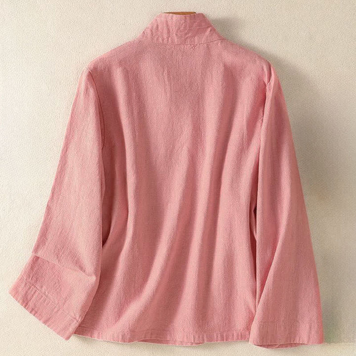 Buddha Stones Camicia da donna a maniche lunghe, stile casual primavera/estate, con scollo a V e coulisse, tinta unita. - image 7