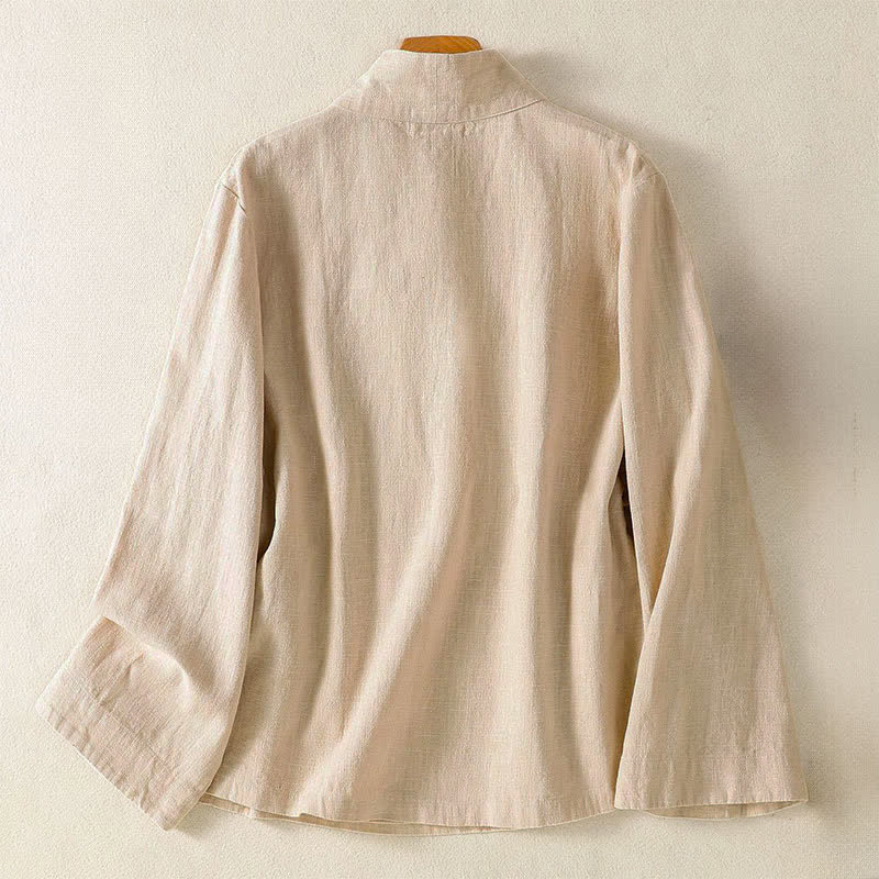 Buddha Stones Camicia da donna a maniche lunghe, stile casual primavera/estate, con scollo a V e coulisse, tinta unita. - image 15