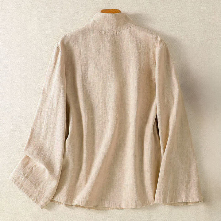 Buddha Stones Camicia da donna a maniche lunghe, stile casual primavera/estate, con scollo a V e coulisse, tinta unita. - image 15