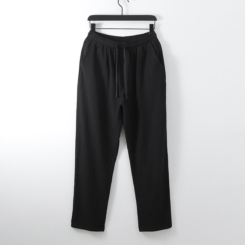 Buddha Stones Completo estivo da uomo con camicia a maniche corte, pantaloni e colletto alla coreana, coulisse, stile Tang, con tasche, ideale per la meditazione. - image 13