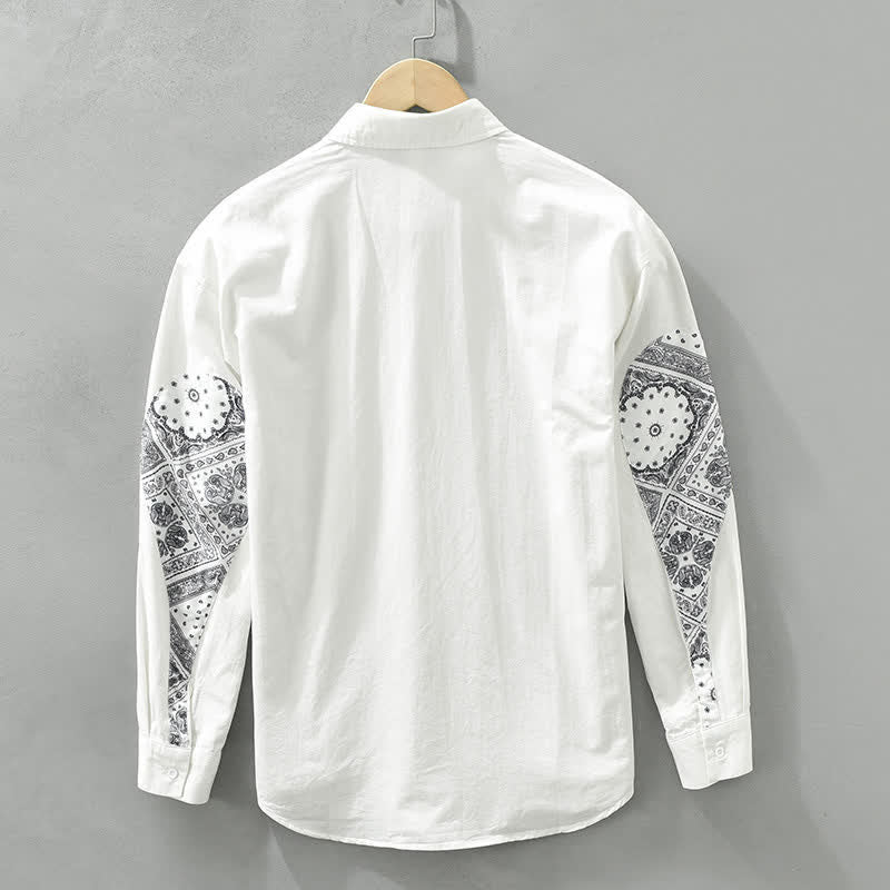 Buddha Stones Camicia da uomo a maniche lunghe in cotone con stampa paisley, stile vintage, con bottoni e taschino applicato, ideale per l'autunno. - image 7