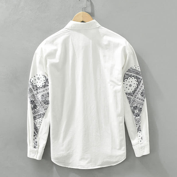 Buddha Stones Camicia da uomo a maniche lunghe in cotone con stampa paisley, stile vintage, con bottoni e taschino applicato, ideale per l'autunno. - image 7