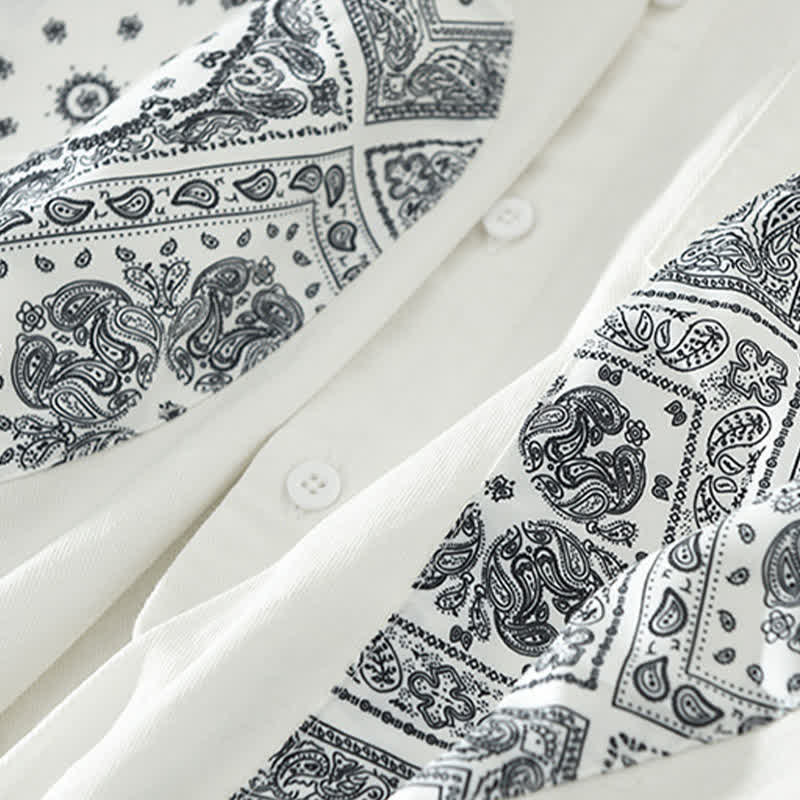 Buddha Stones Camicia da uomo a maniche lunghe in cotone con stampa paisley, stile vintage, con bottoni e taschino applicato, ideale per l'autunno. - image 12