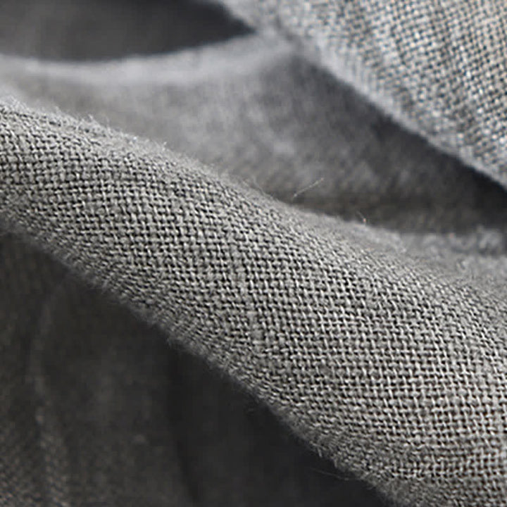 Buddha Stones Camicia da uomo a maniche lunghe in lino tinta unita, casual, primaverile, con bottoni. - image 13