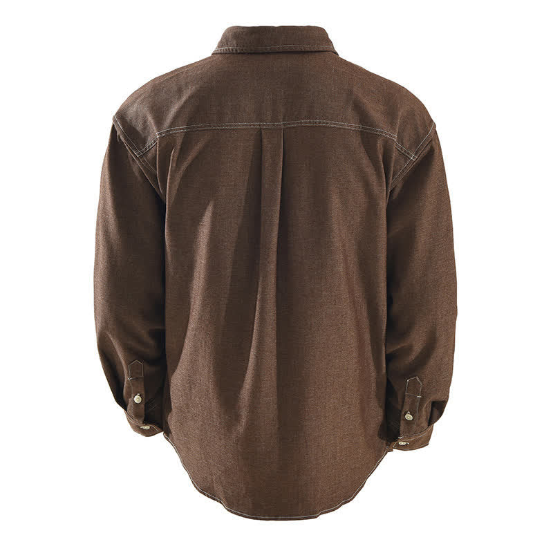Buddha Stones Camicia da uomo a maniche lunghe, tinta unita, con taschino applicato, ideale per l'autunno. - image 1