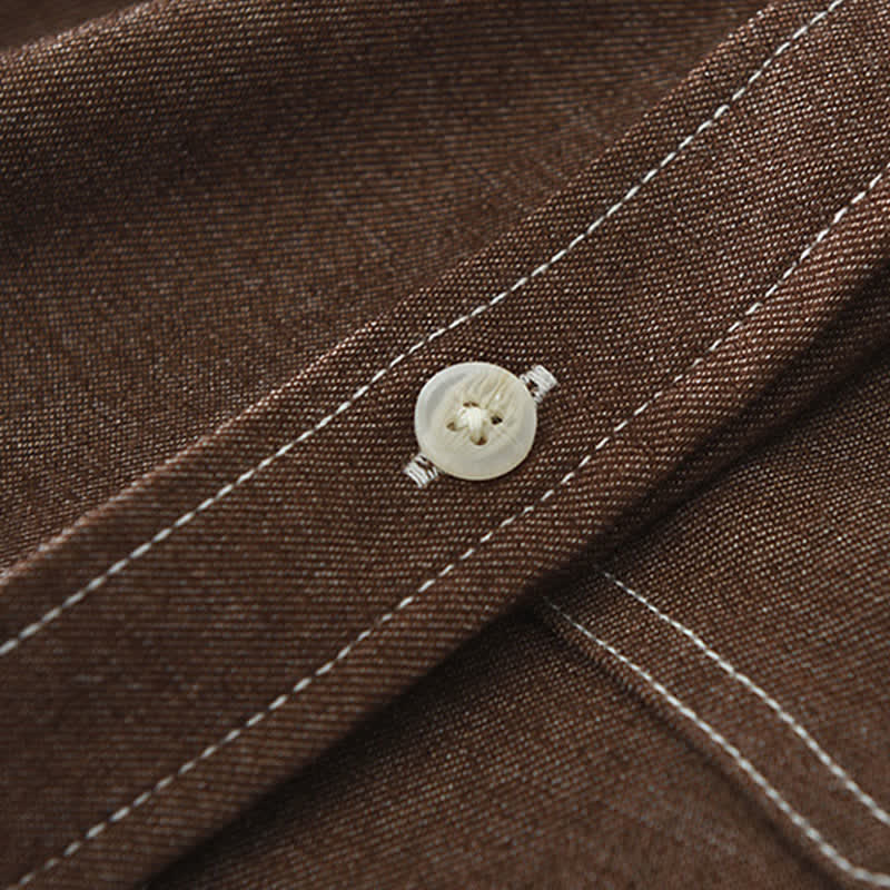 Buddha Stones Camicia da uomo a maniche lunghe, tinta unita, con taschino applicato, ideale per l'autunno. - image 8