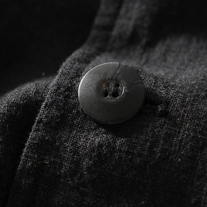 Buddha Stones Giacca da uomo in ramia e cotone, stile casual, minimalista, con revers e tasche, ideale per primavera e autunno. - image 7