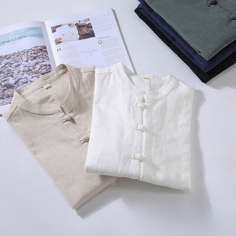 Buddha Stones Camicia da uomo a maniche lunghe, stile casual primaverile con bottoni a rana e chiusura a coulisse. - image 19