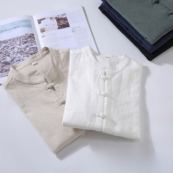 Buddha Stones Camicia da uomo a maniche lunghe, stile casual primaverile con bottoni a rana e chiusura a coulisse. - image 19