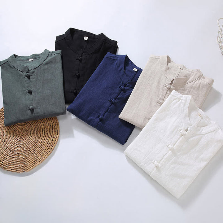 Buddha Stones Camicia da uomo a maniche lunghe, stile casual primaverile con bottoni a rana e chiusura a coulisse. - image 18