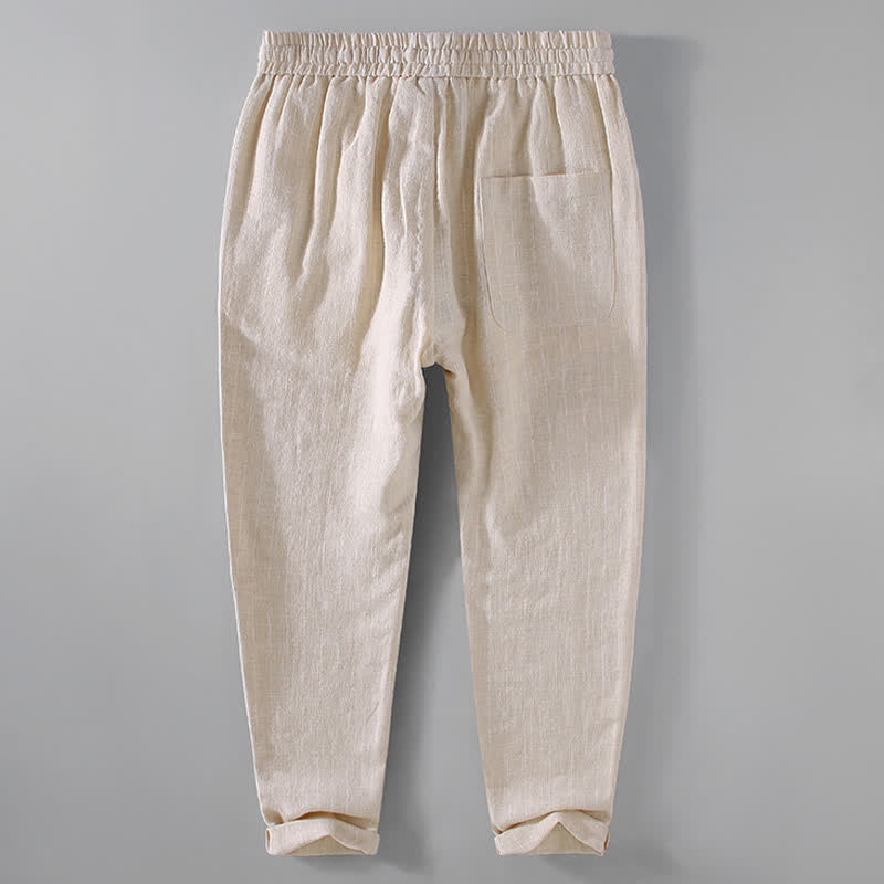 Buddha Stones Pantaloni corti a righe con coulisse, casual, primavera/estate, da uomo, affusolati e con tasche. - image 3