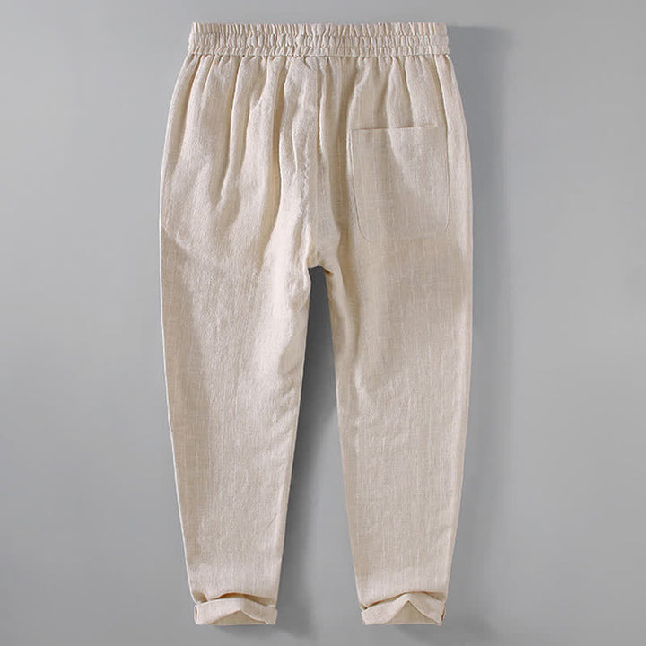 Buddha Stones Pantaloni corti a righe con coulisse, casual, primavera/estate, da uomo, affusolati e con tasche. - image 3